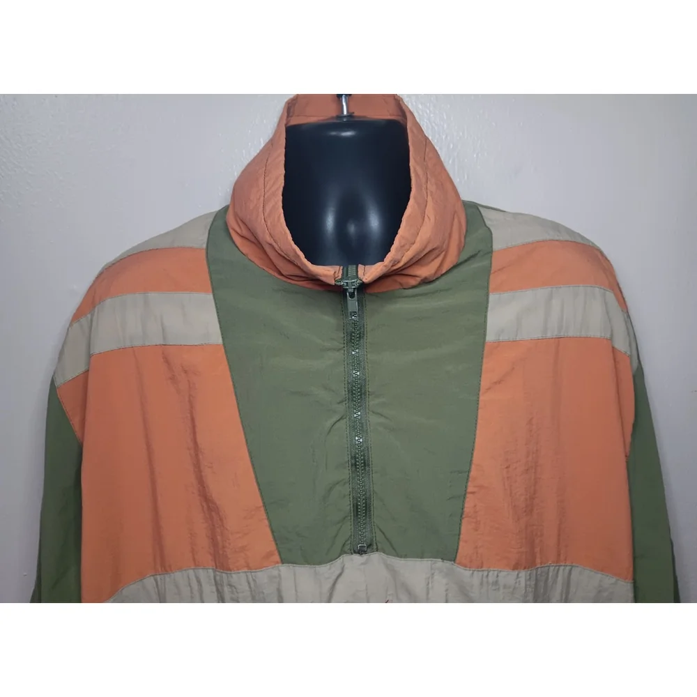 Vintage 90s Men's Small Ski Anorak Windbreaker Jacket Colorblock BIB Relax Fit